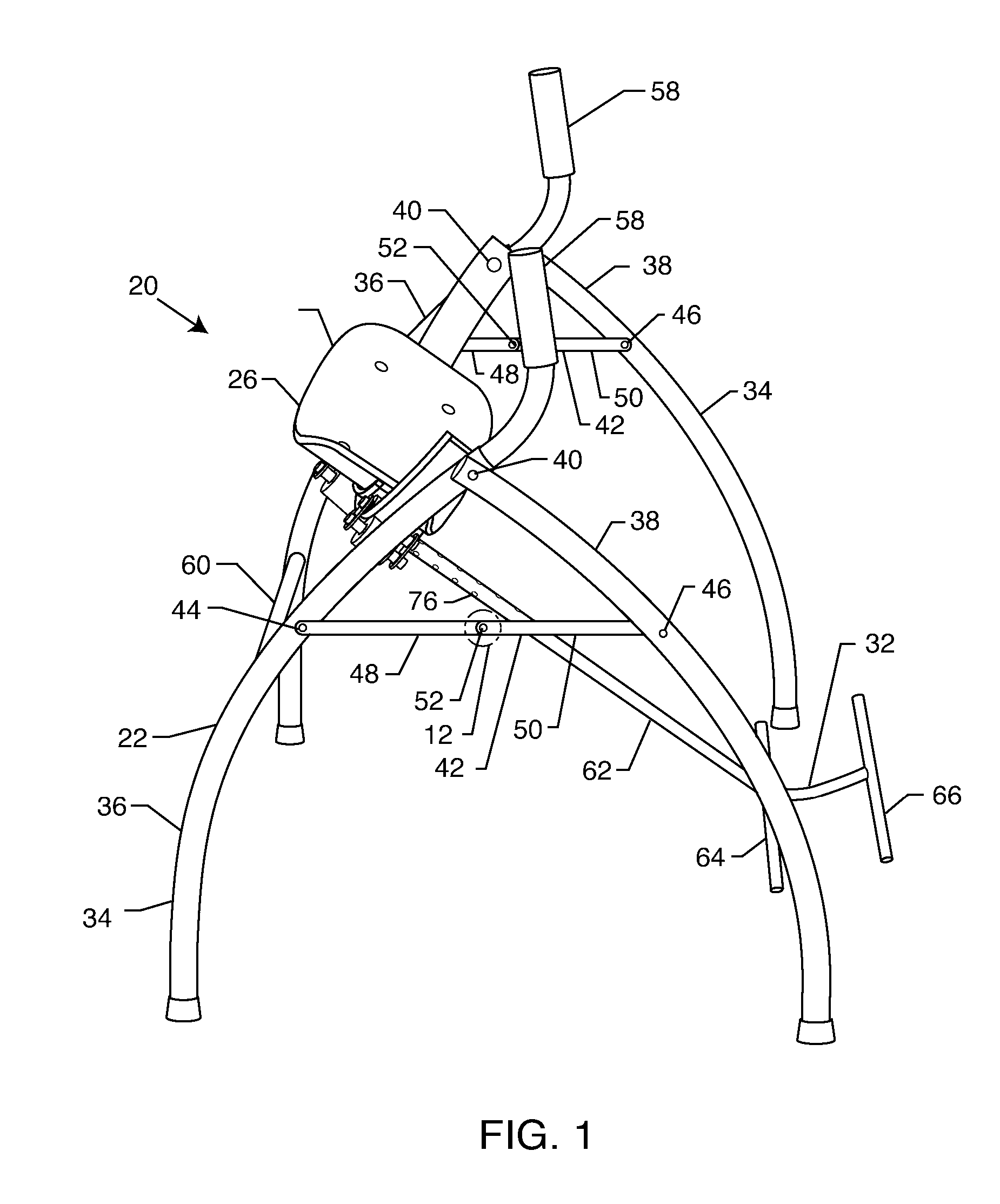 Abdominal exercise device with lateral arcuately slidable seat