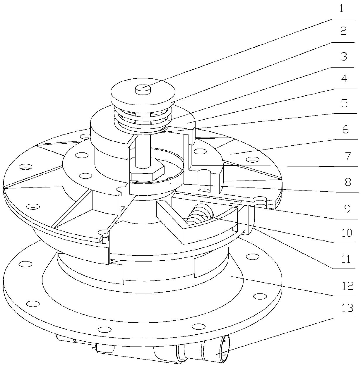 A rotary low-impact self-separating pressing and releasing device