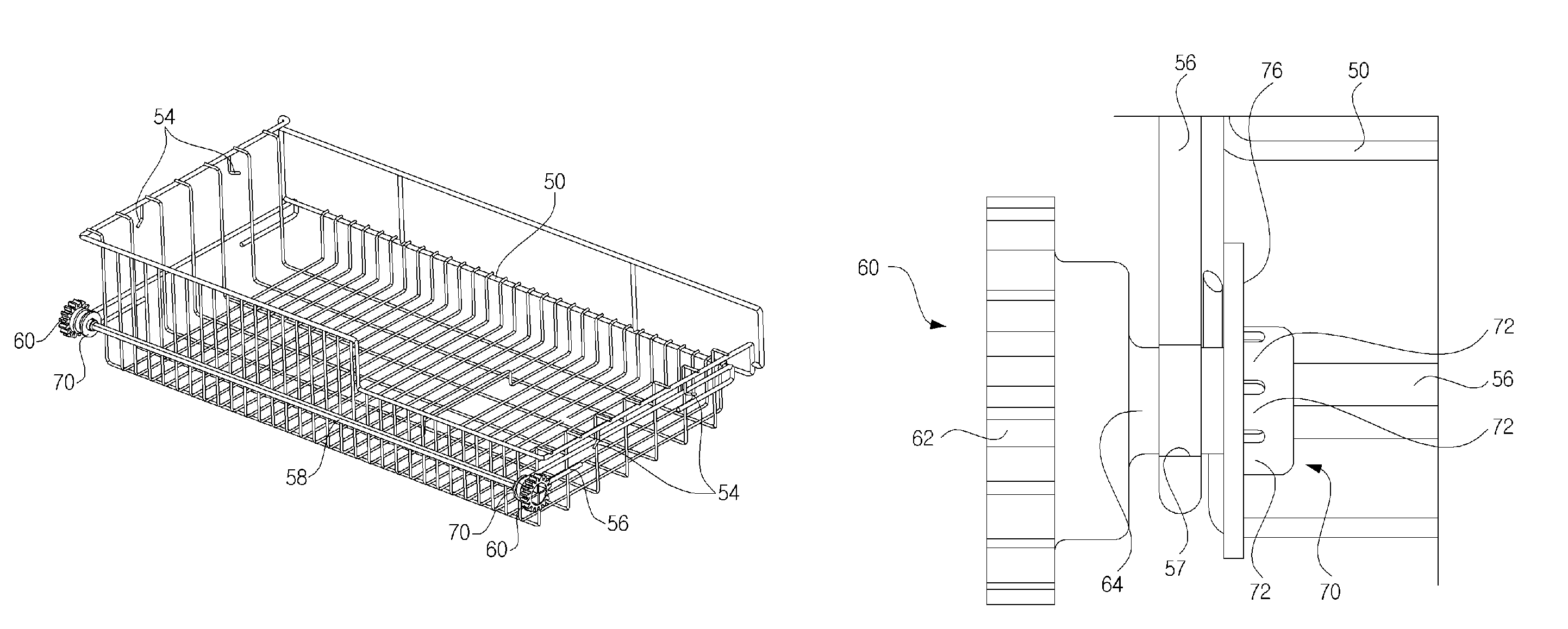 Basket assembly and basket carrier for refrigerator