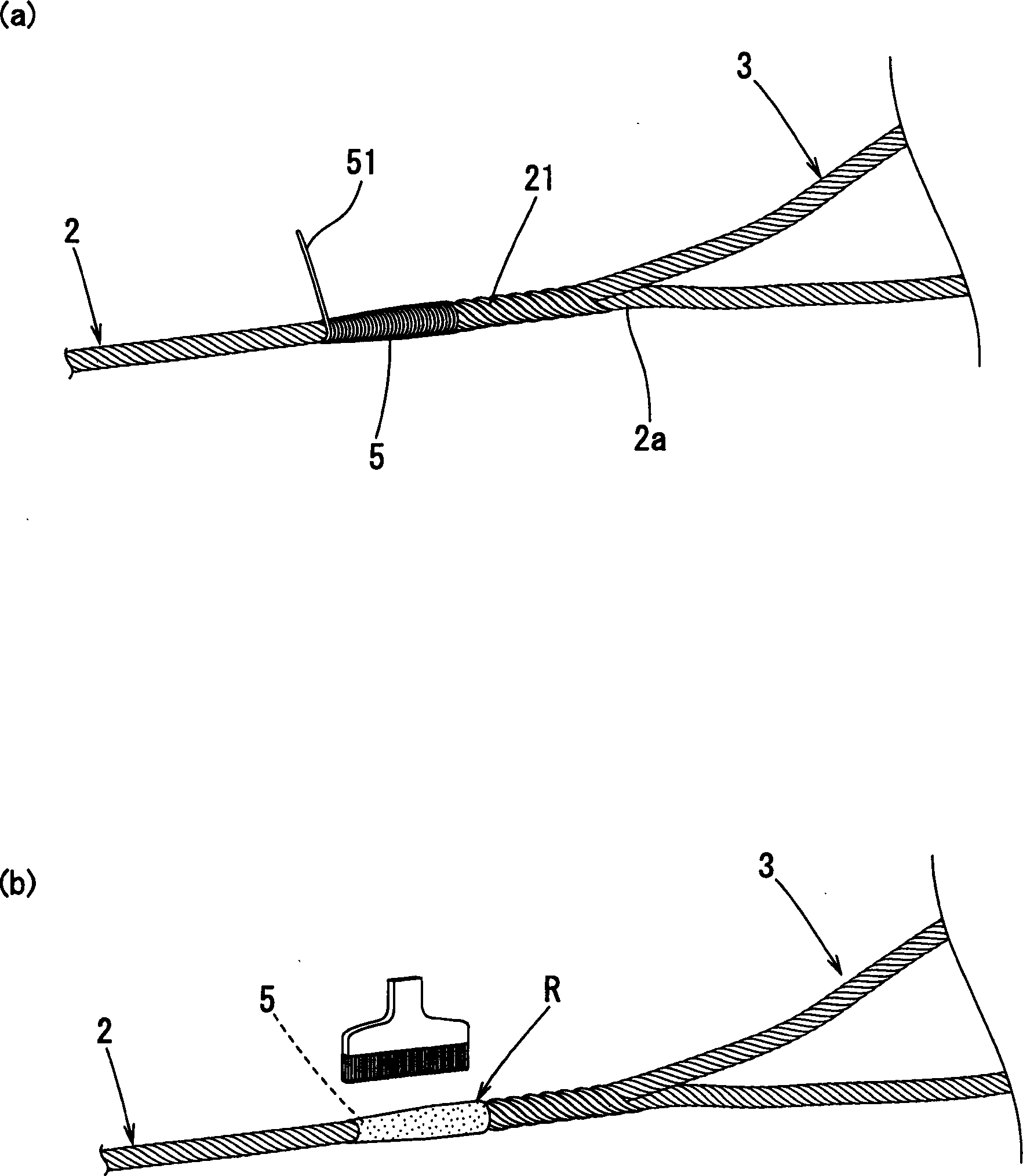 Treating structure for sling rope weaving and inserting terminal