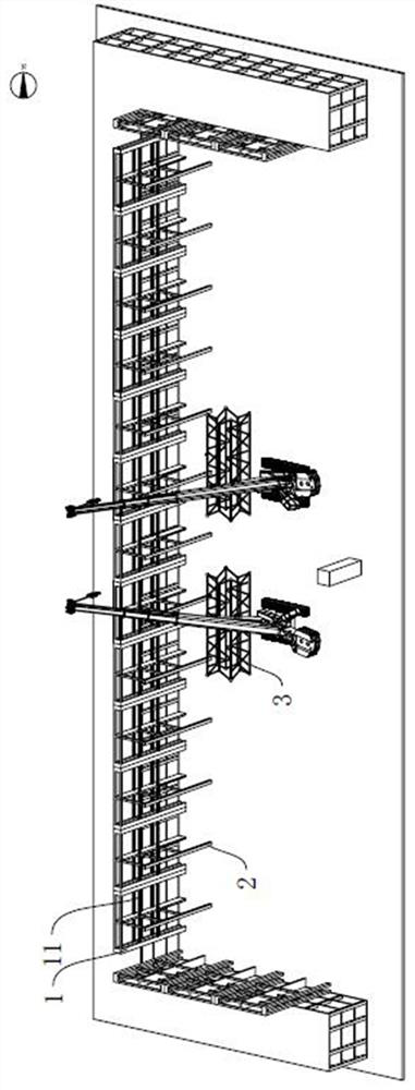 Modular hoisting and two-stage overall synchronous hoisting method for super-long-span steel roof