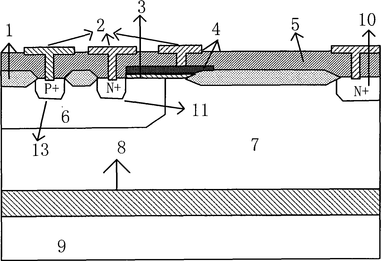 N type SOI lateral double-diffused metal-oxide semiconductor transistor