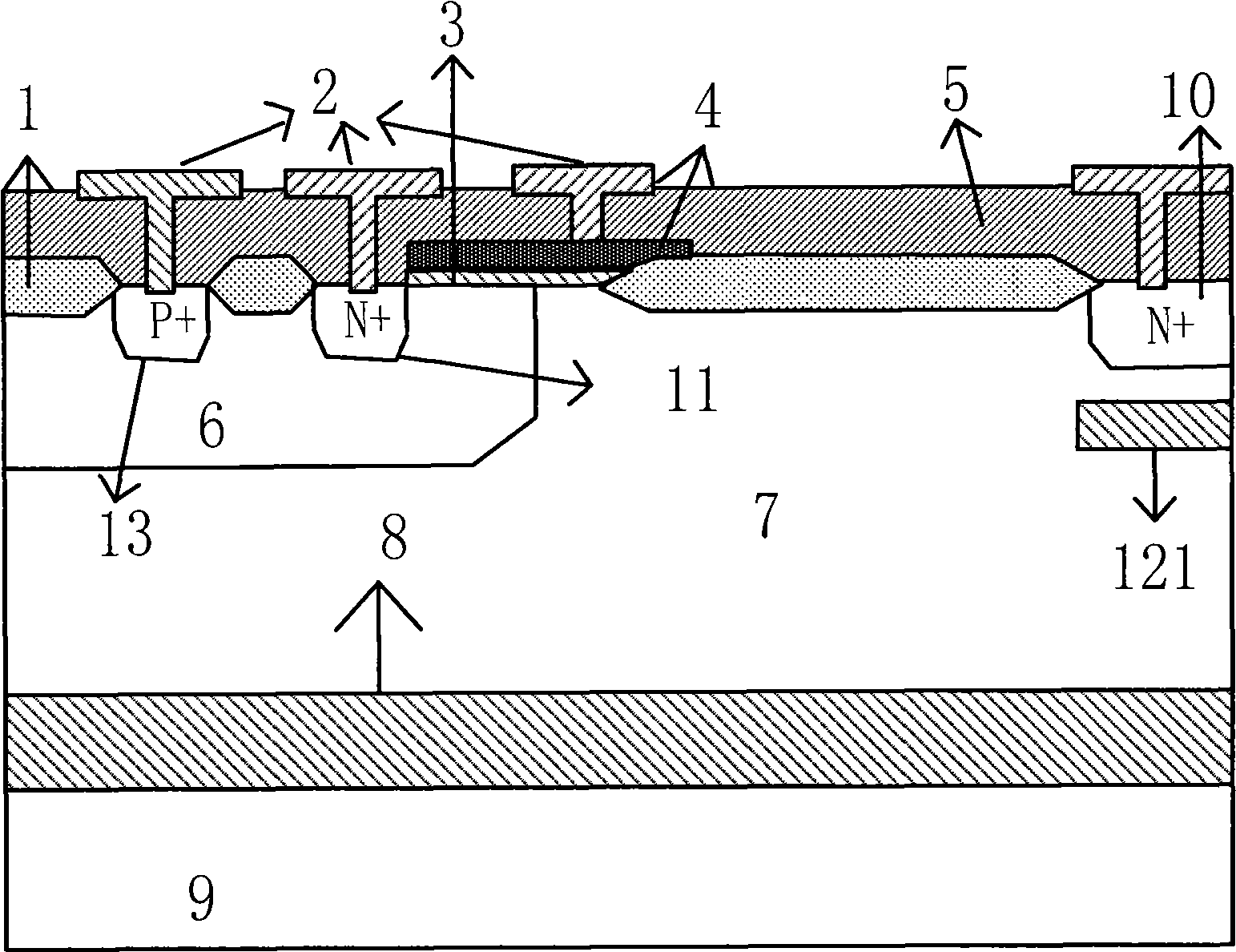 N type SOI lateral double-diffused metal-oxide semiconductor transistor