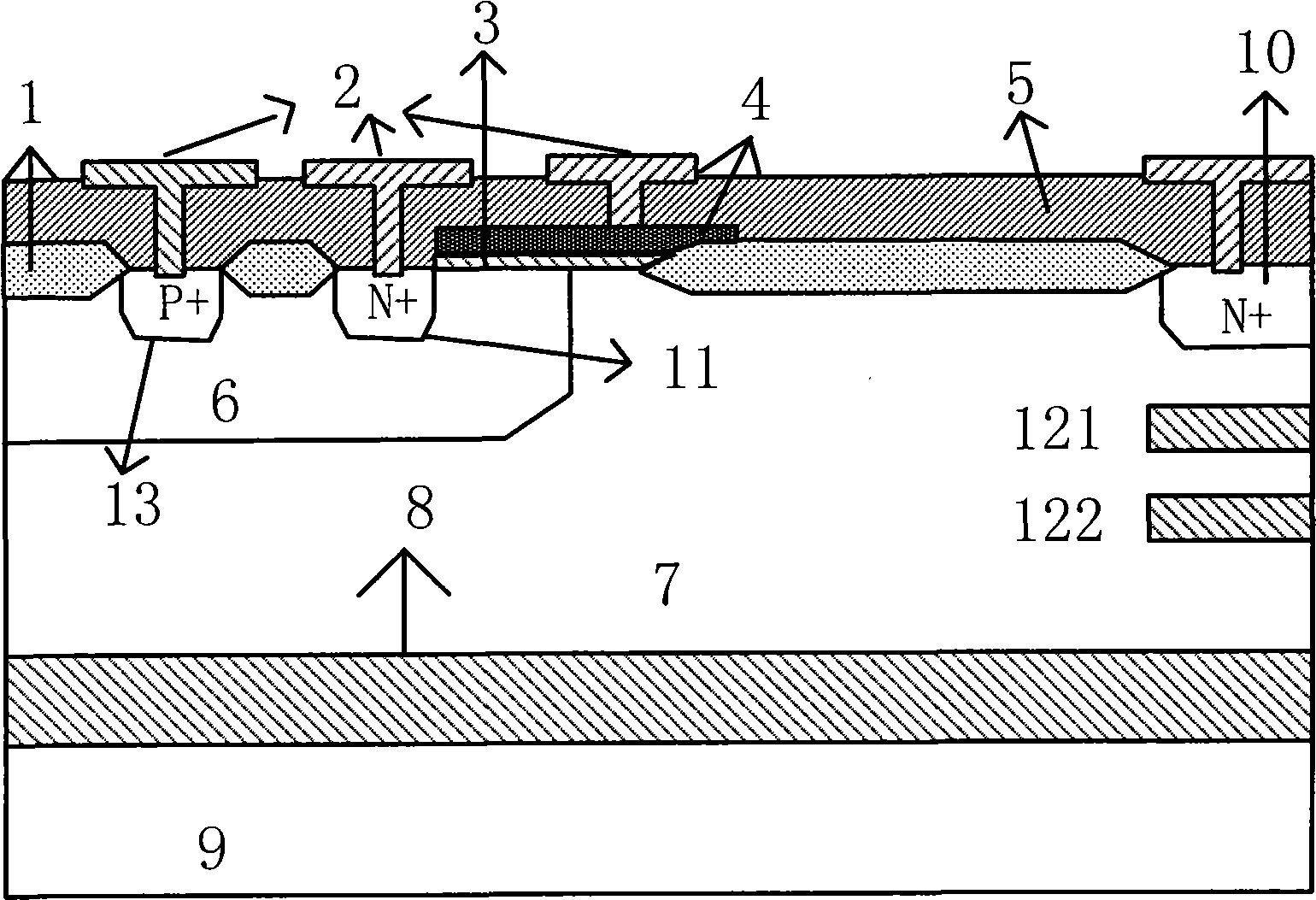 N type SOI lateral double-diffused metal-oxide semiconductor transistor