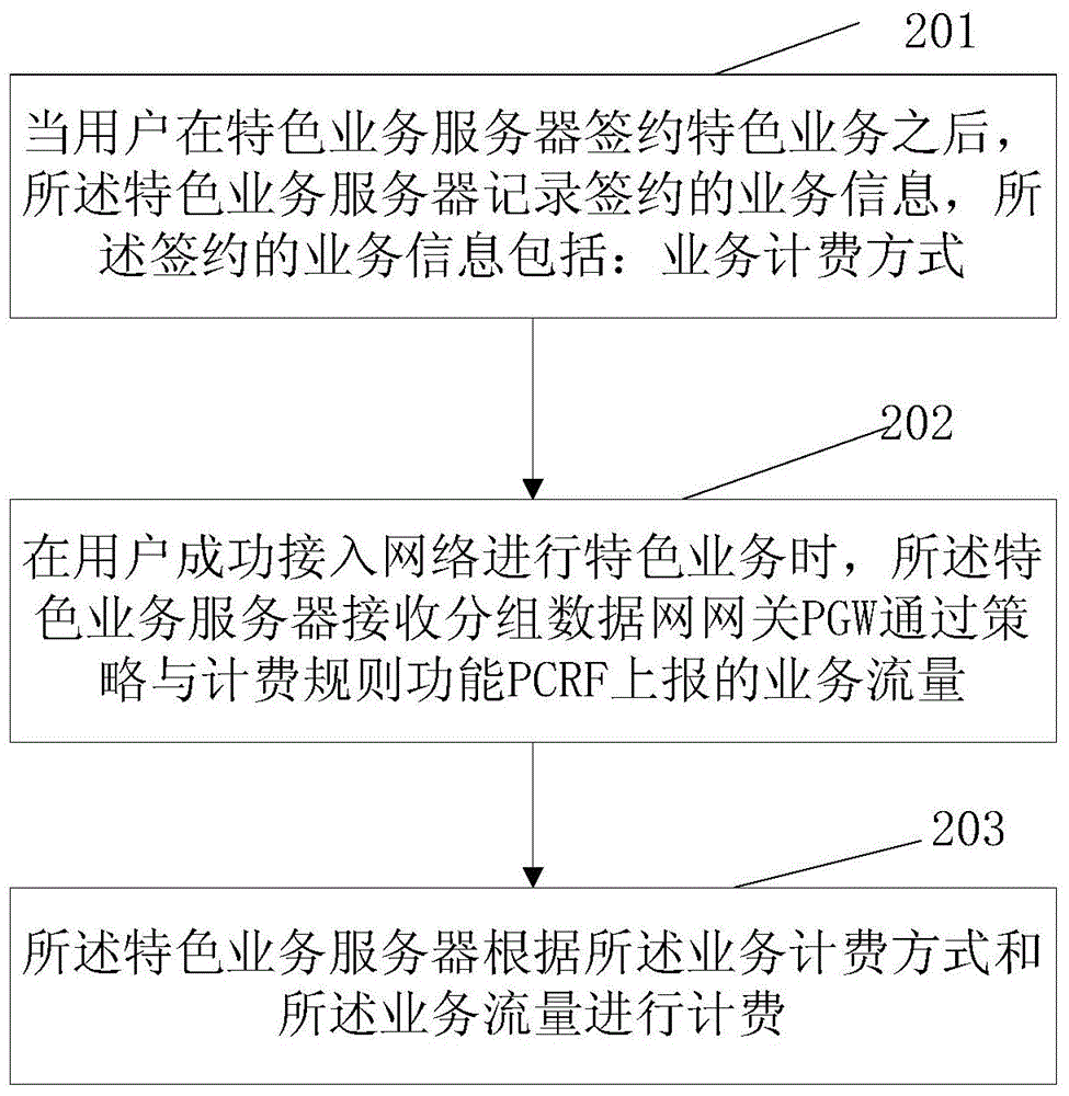 Service billing method and system, feature service server and packet data network gateway