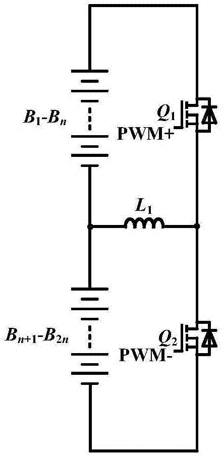 Vehicle-mounted power battery low-temperature full-time interleaving heating topology circuit and application thereof