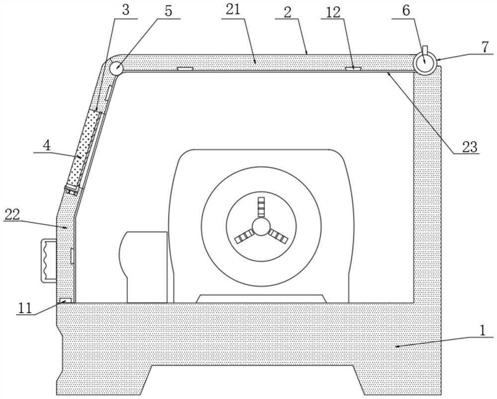 Gang tool lathe with adjustable protective cover convenient to disassemble and using method