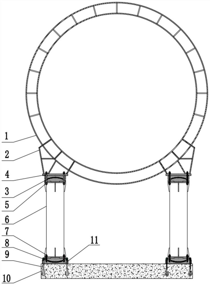 Supporting device for large-diameter pipeline