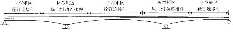 Longitudinally slidable steel-concrete anti-lifting connecting member and construction method thereof