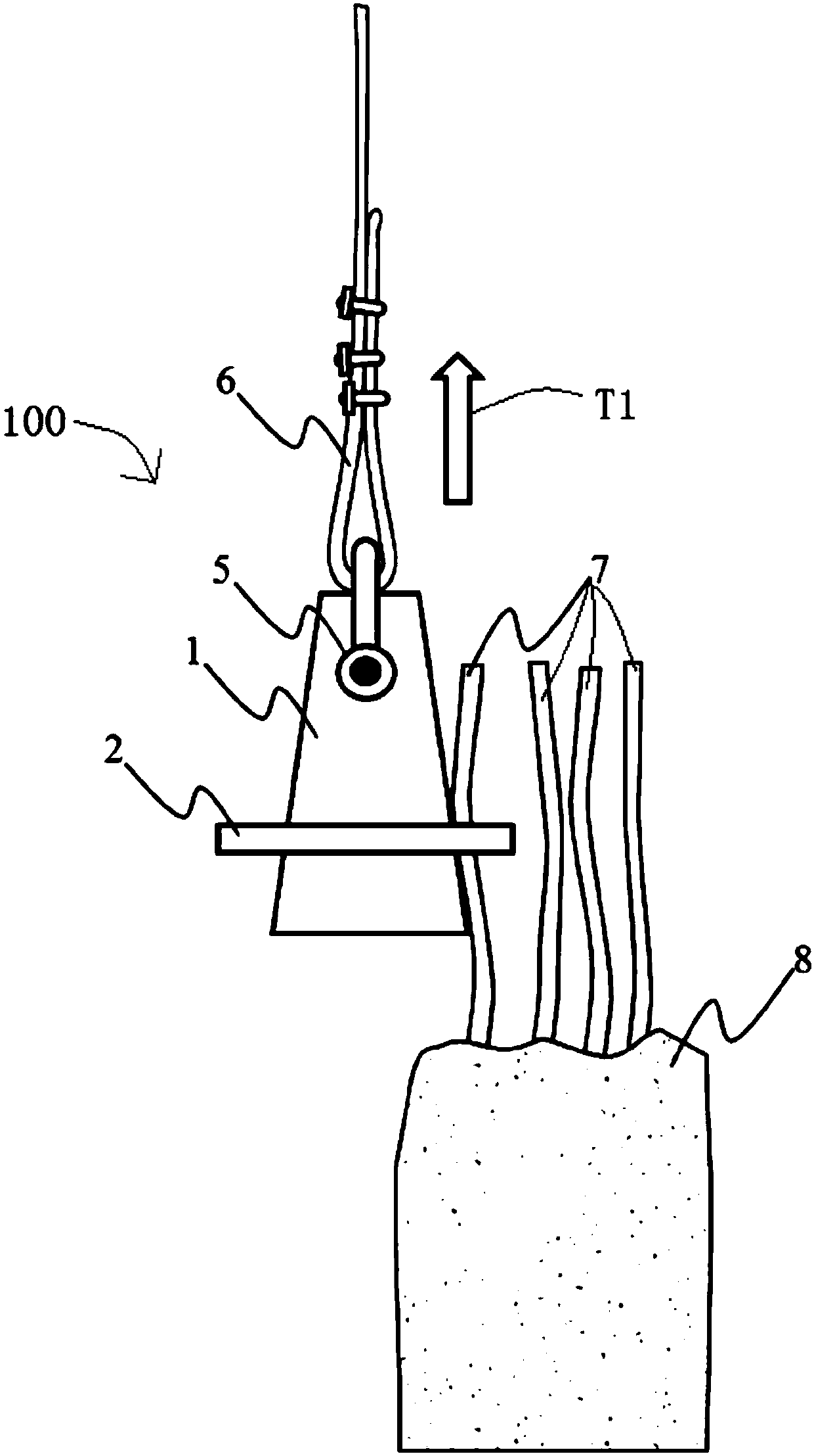 Clamping device for steel bar pulling-out and steel bar pulling-out method