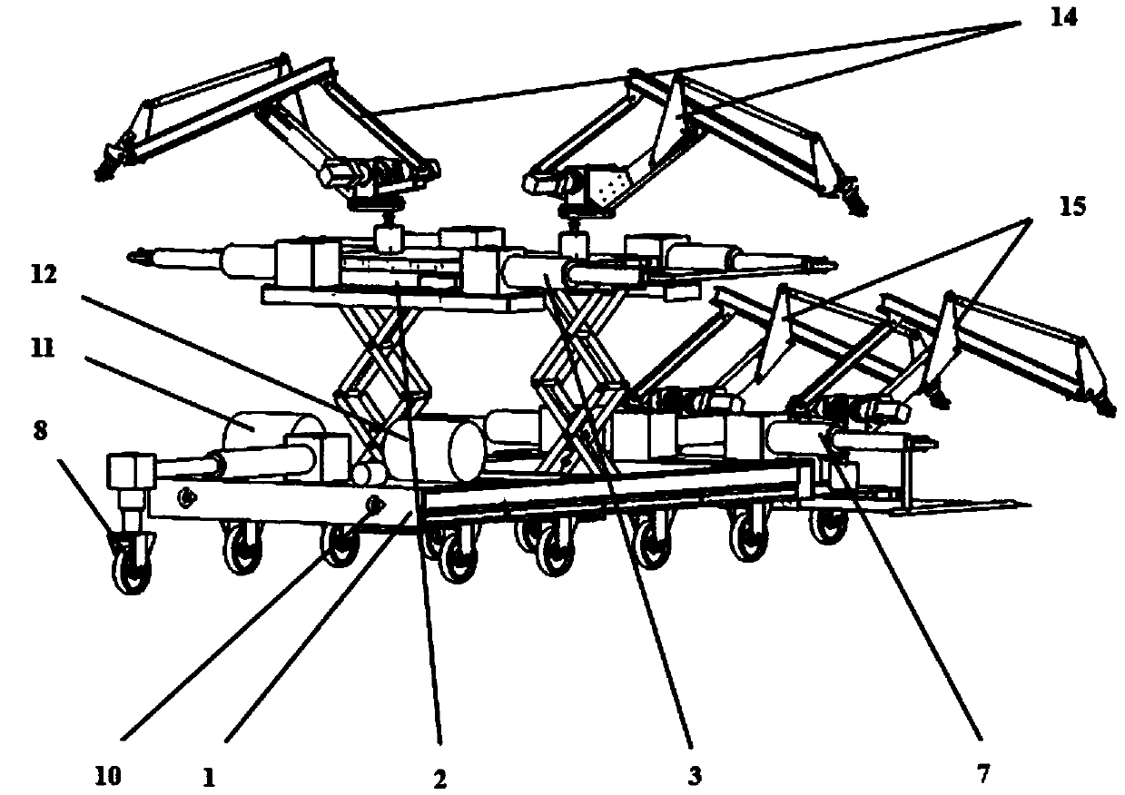 Dam flow channel inspection platform with robotic arm