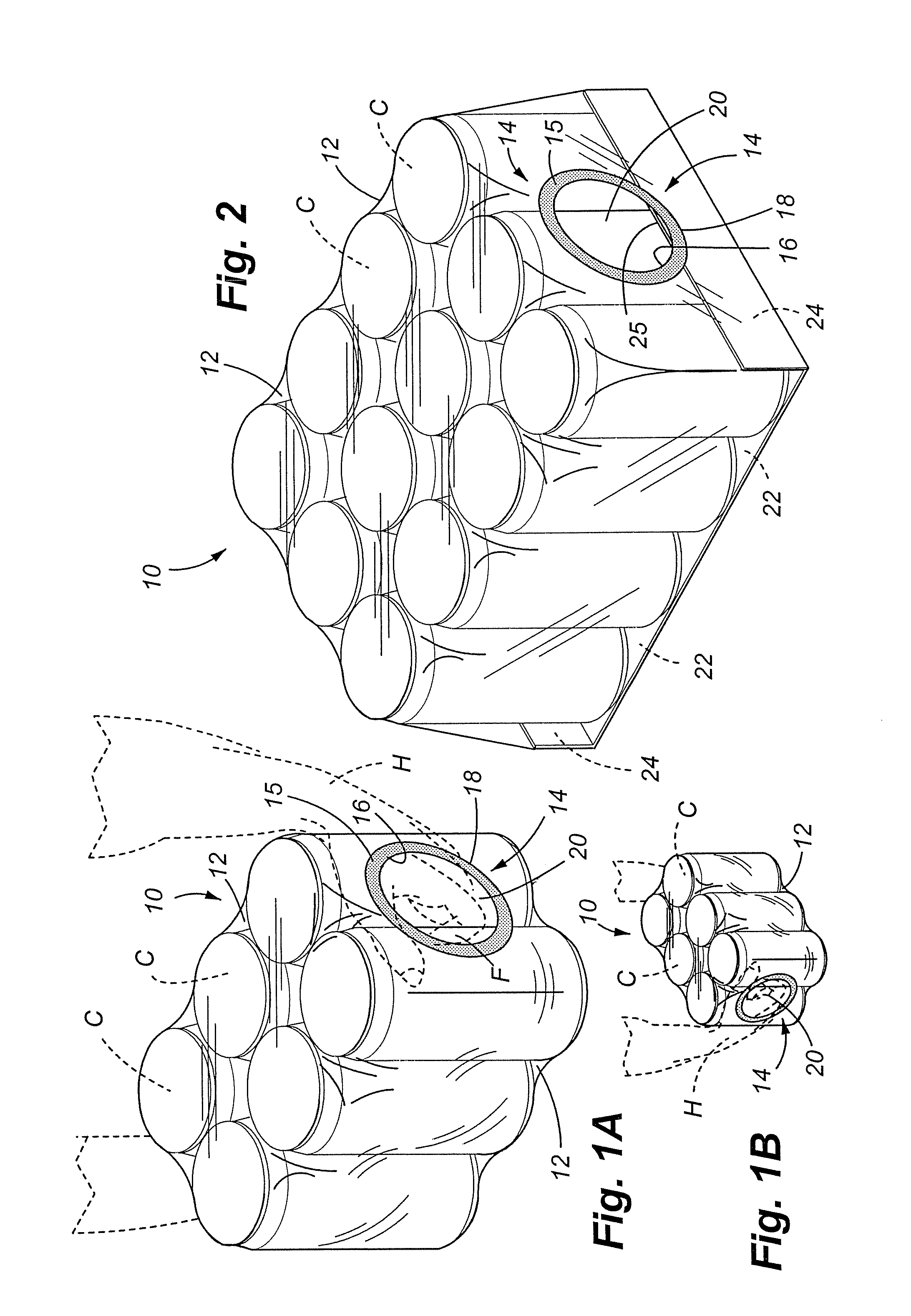 Shrink-wrap packaging incorporating reinforced integral handle