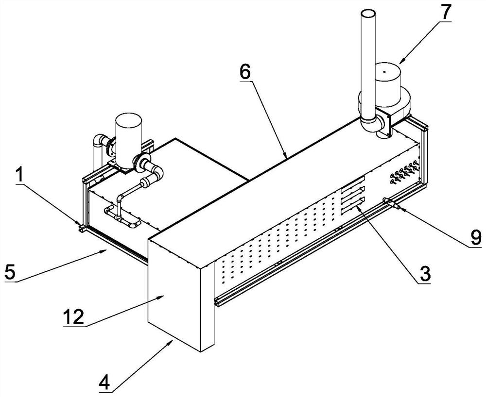 Kitchen waste biodegradation waste gas treatment and waste heat recovery integrated device