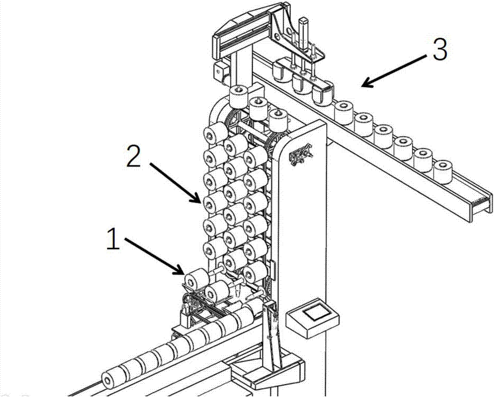 Automatic offline lifting device of cone yarns of bobbin winder