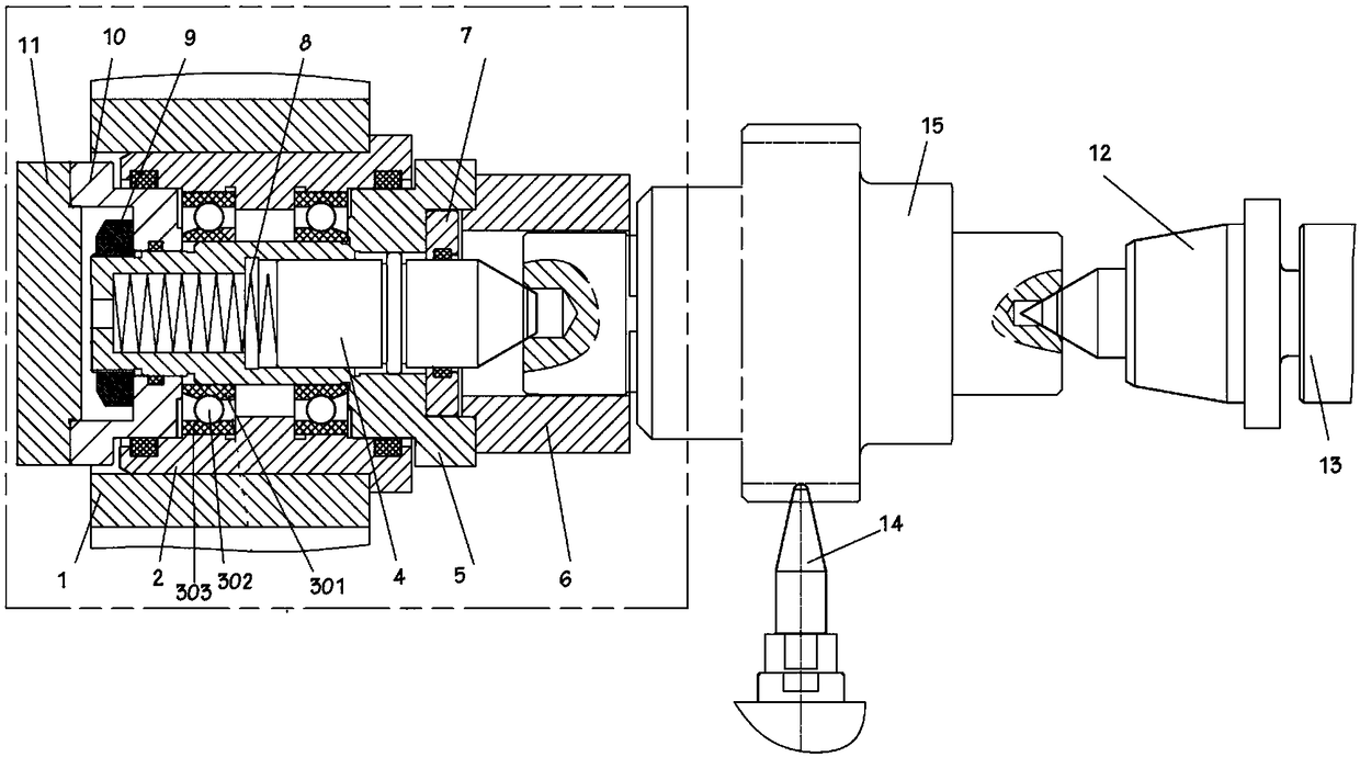 Double-tip positioning mechanism with bearing and positioning method thereof