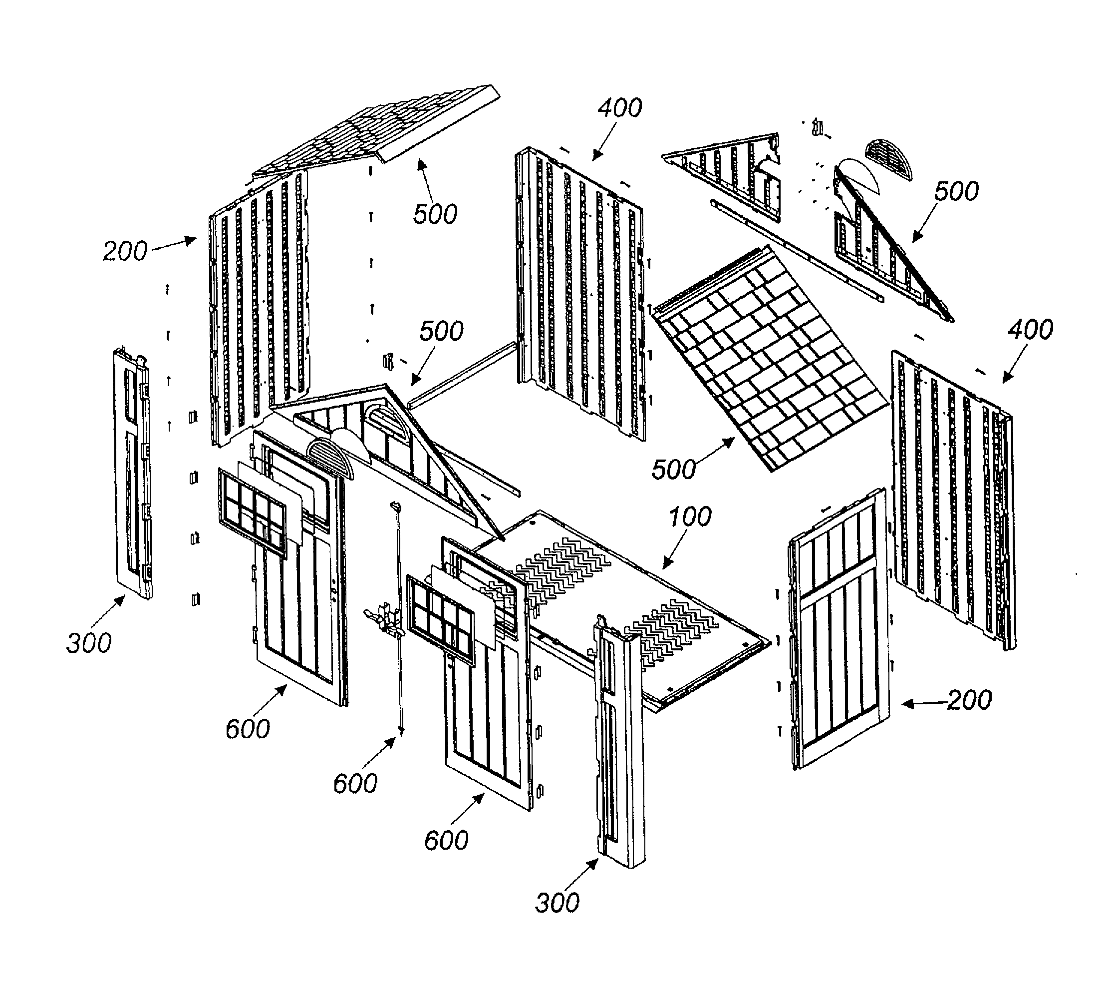 Modular blow molded shed with connectors