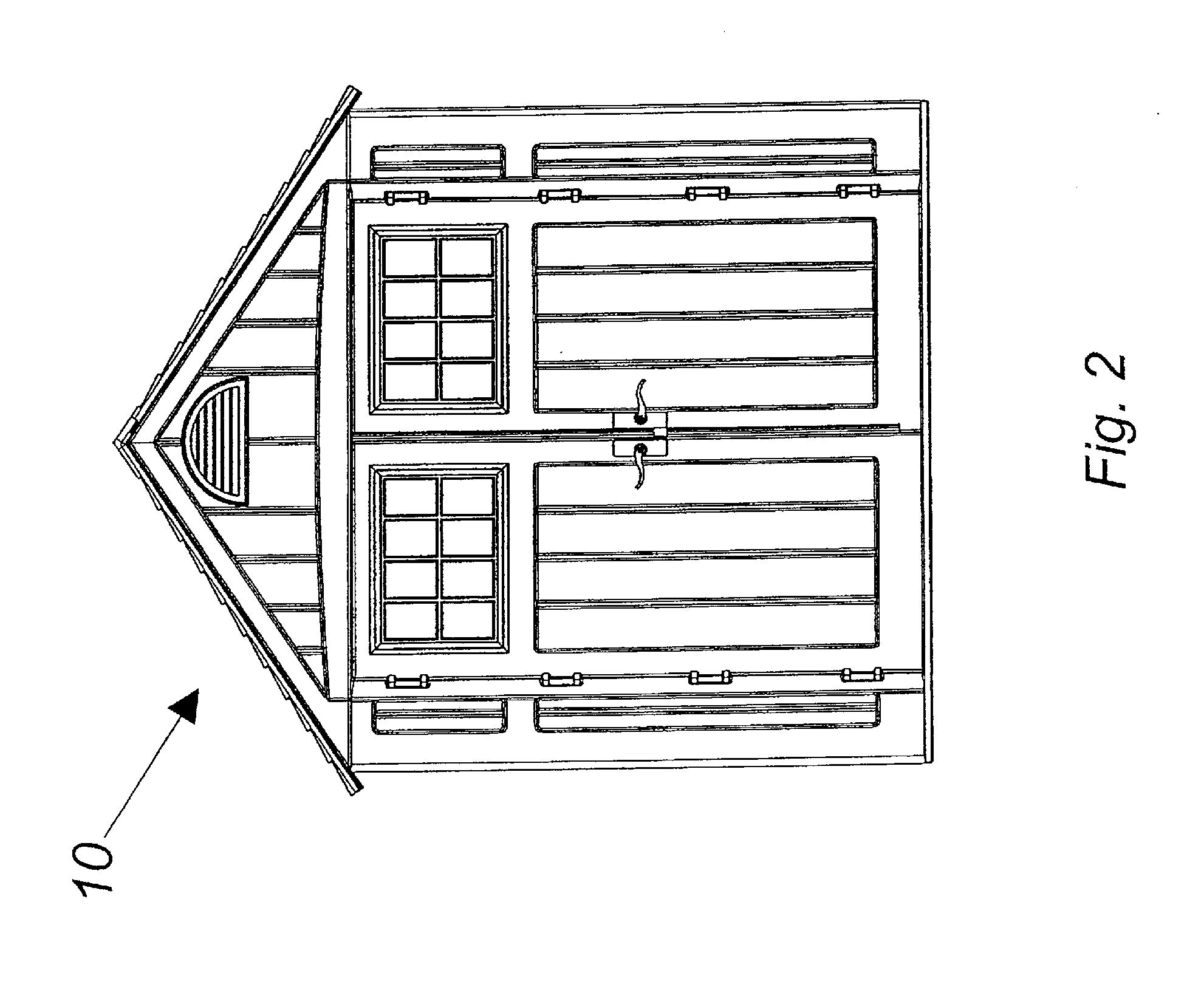 Modular blow molded shed with connectors