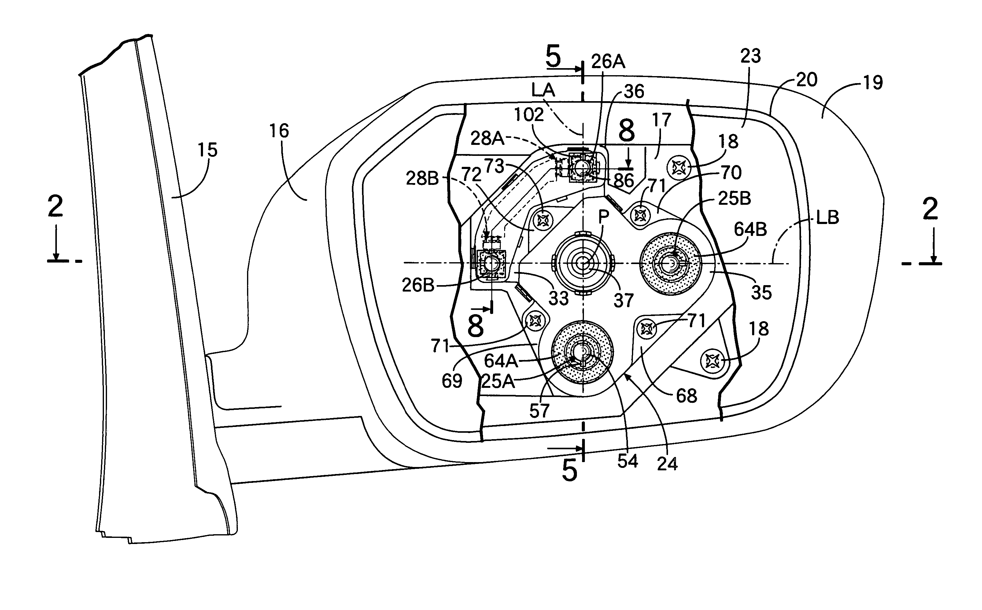 Vehicular mirror having tilt angle detection rod with swing axis