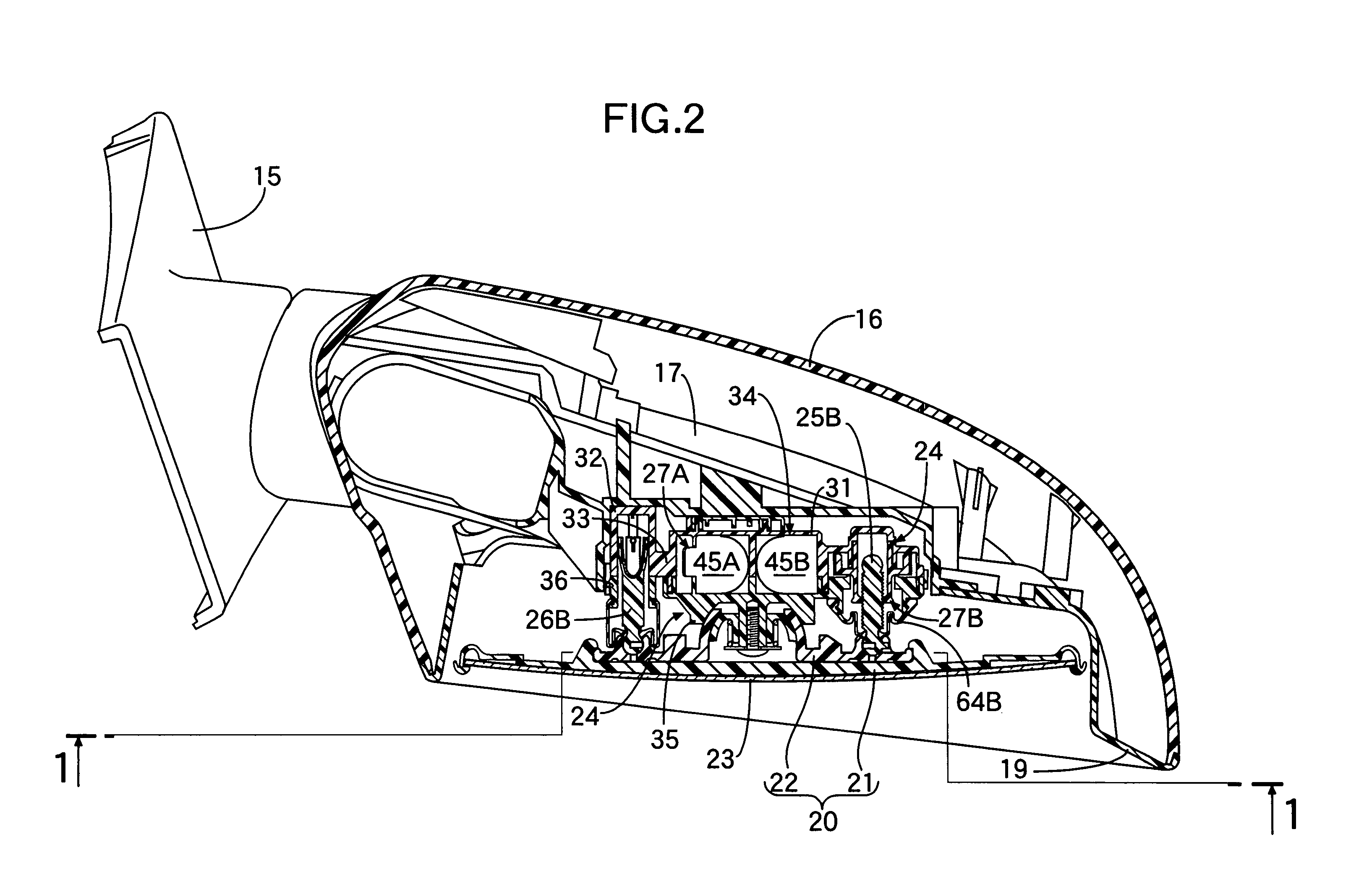 Vehicular mirror having tilt angle detection rod with swing axis