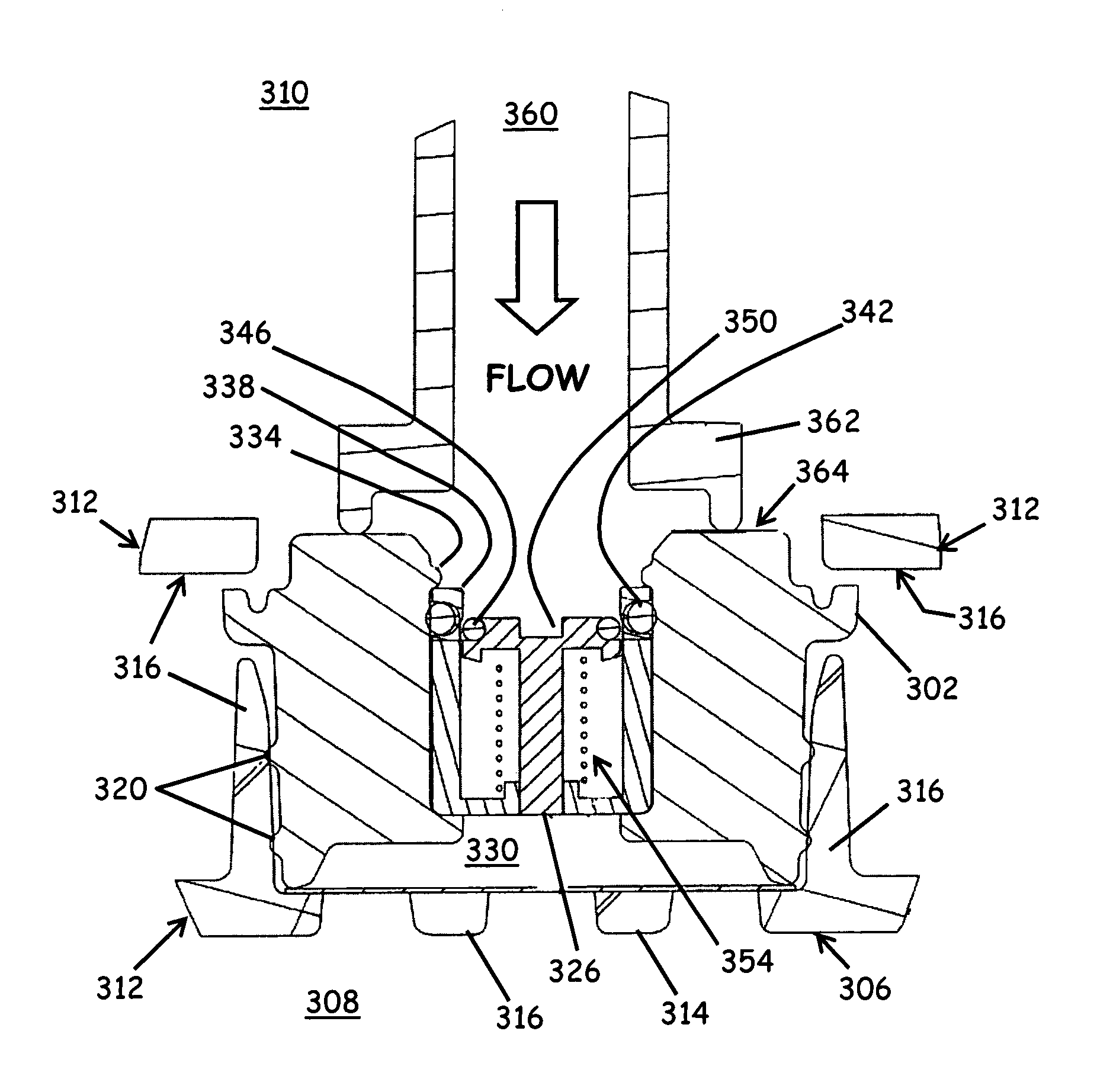 Substrate container with fluid-sealing flow passageway