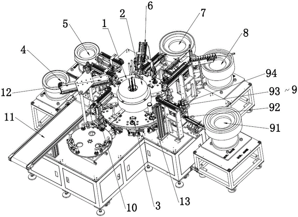 Automatic assembling machine for door handle