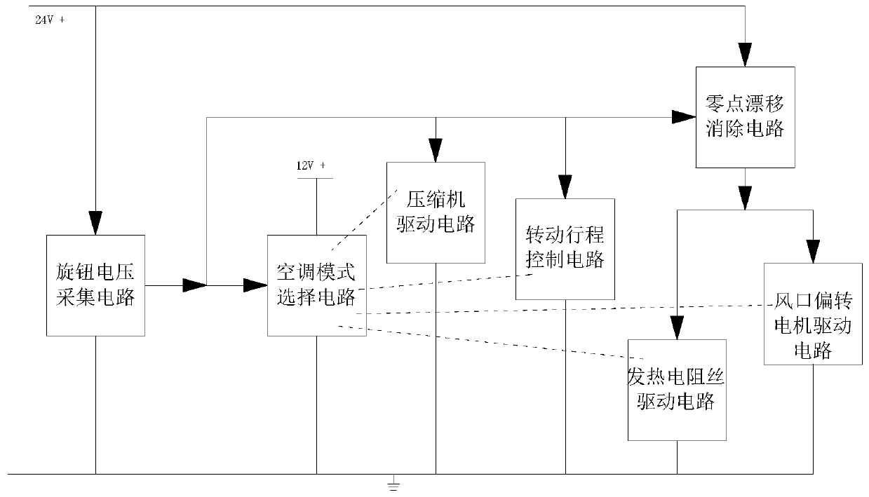 Power-adjustable vehicle air conditioner refrigeration and heating selecting circuit