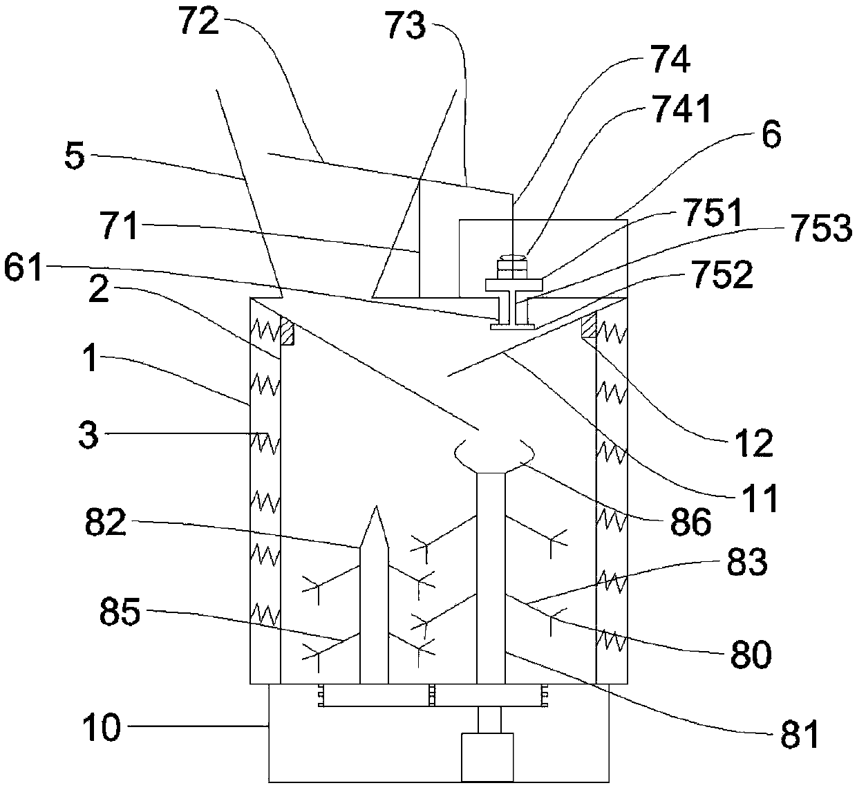 Synchronous feeding and stirring apparatus