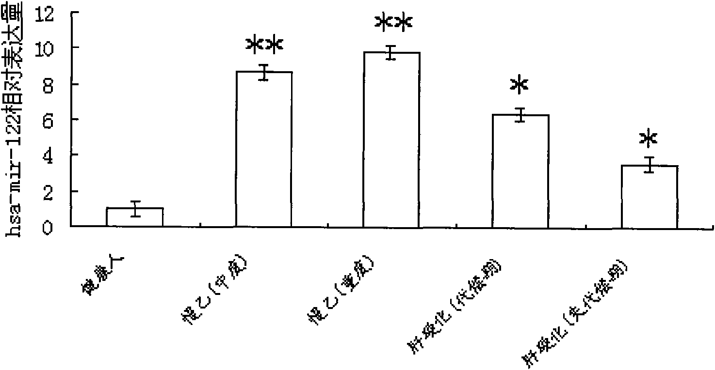 Has-mir-122 kit for early prediction of hepatocirrhosis developed from chronic hepatitis B and detection method thereof