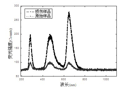 Device for detecting defects and laser induced damages of optical material