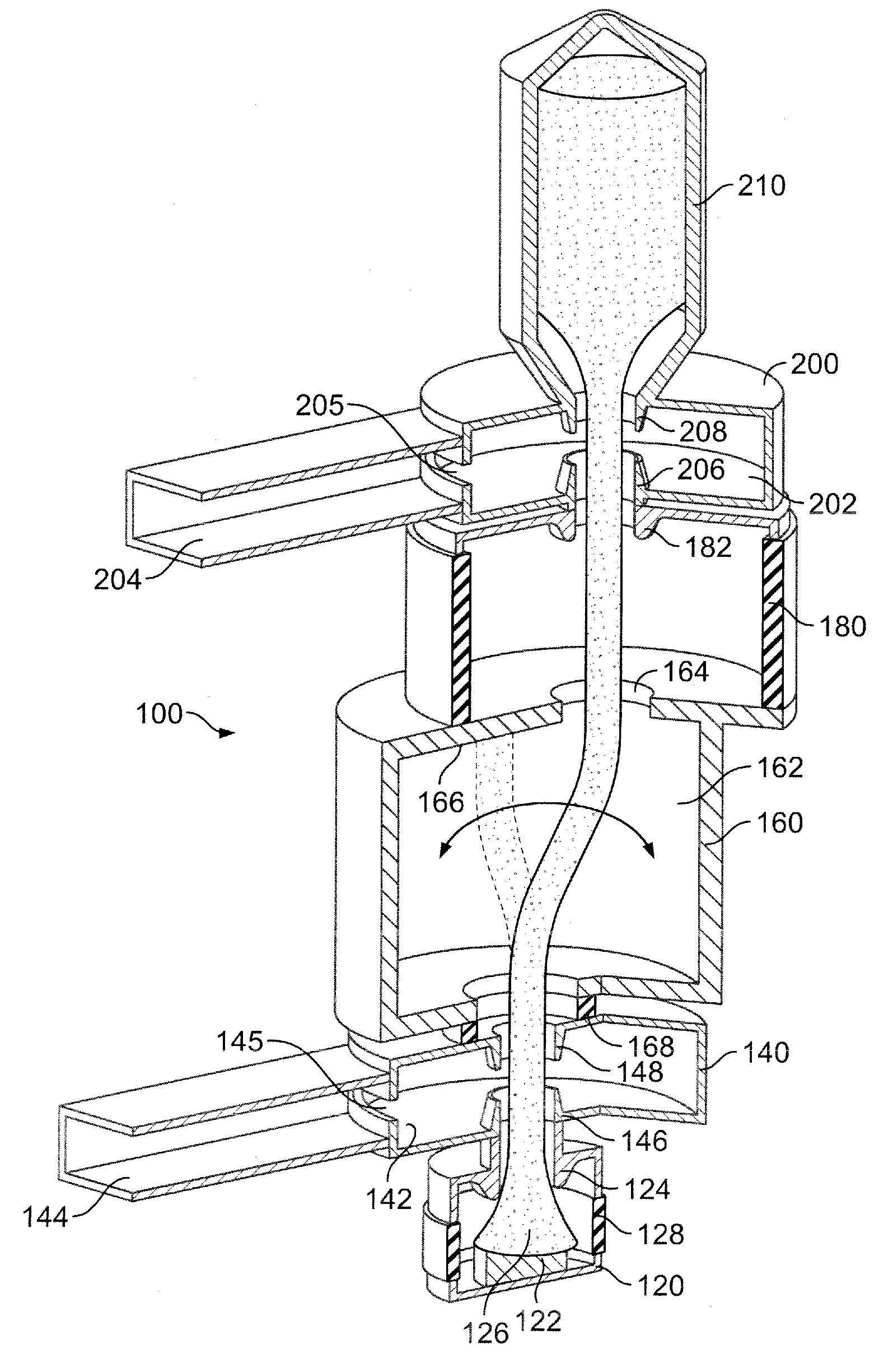 Apparatus and method for trajectory modulation of an electron beam