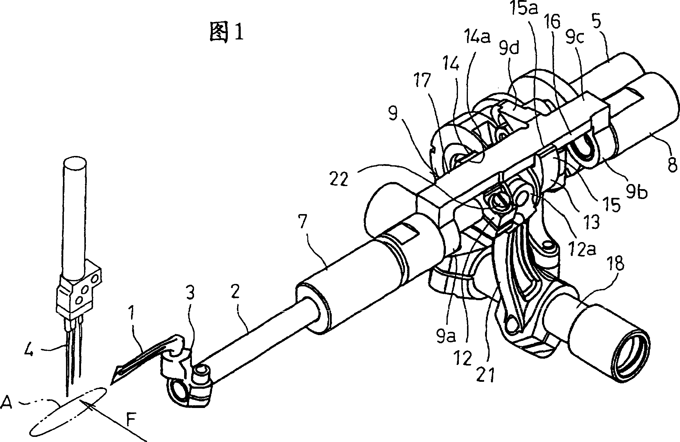 Curved needle drive device for sewing machine