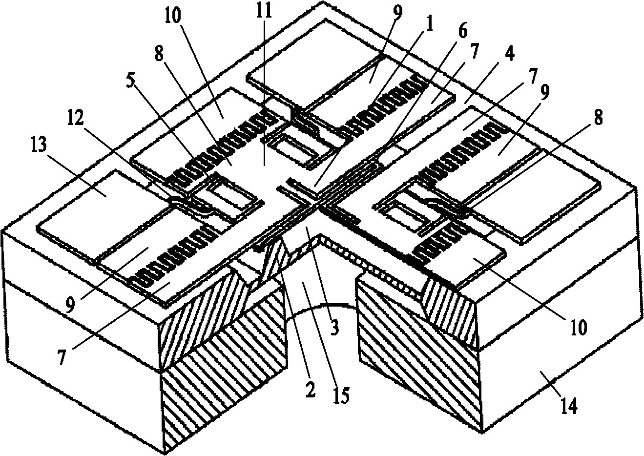 Silicon micro-resonant mode pressure sensor based on differential motion structure with coupling beam