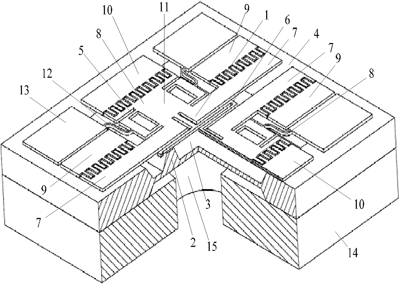 Silicon micro-resonant mode pressure sensor based on differential motion structure with coupling beam