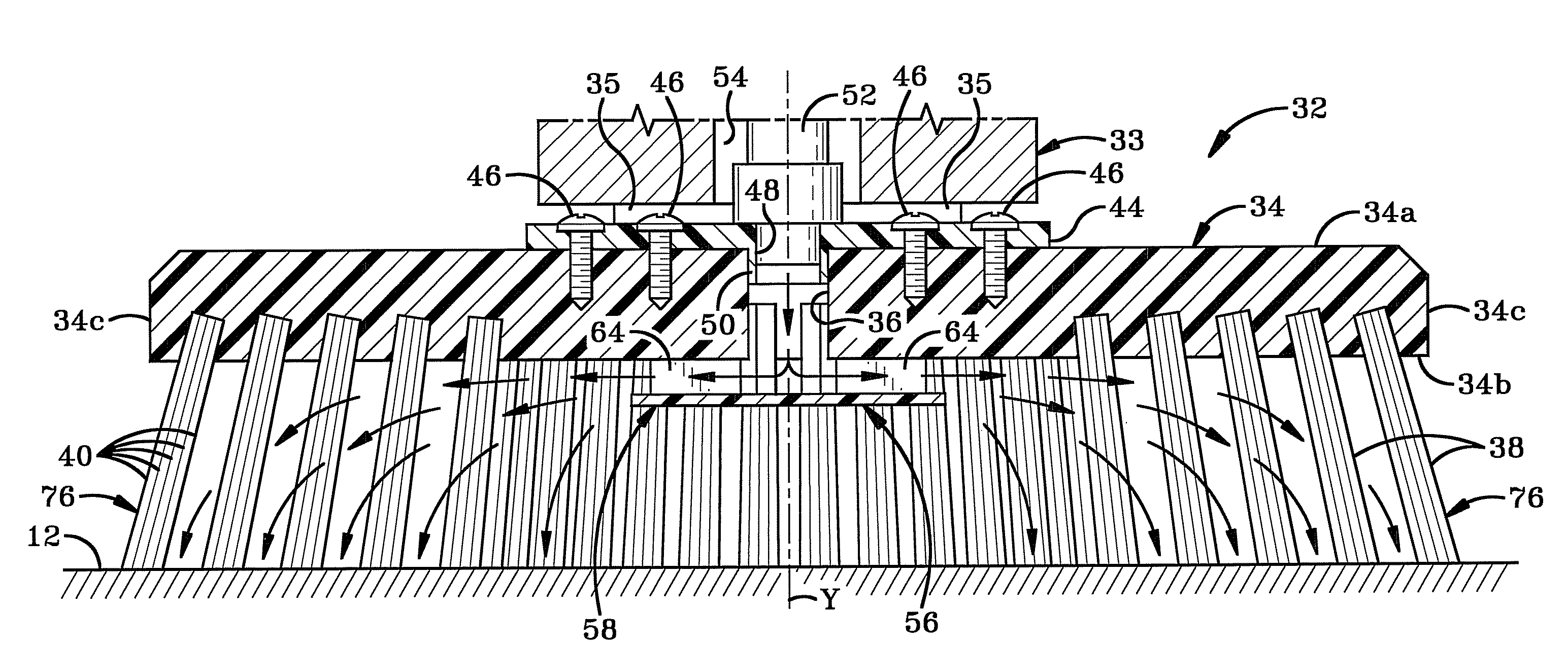 Liquid dispensing brush assembly for a floor scrubber