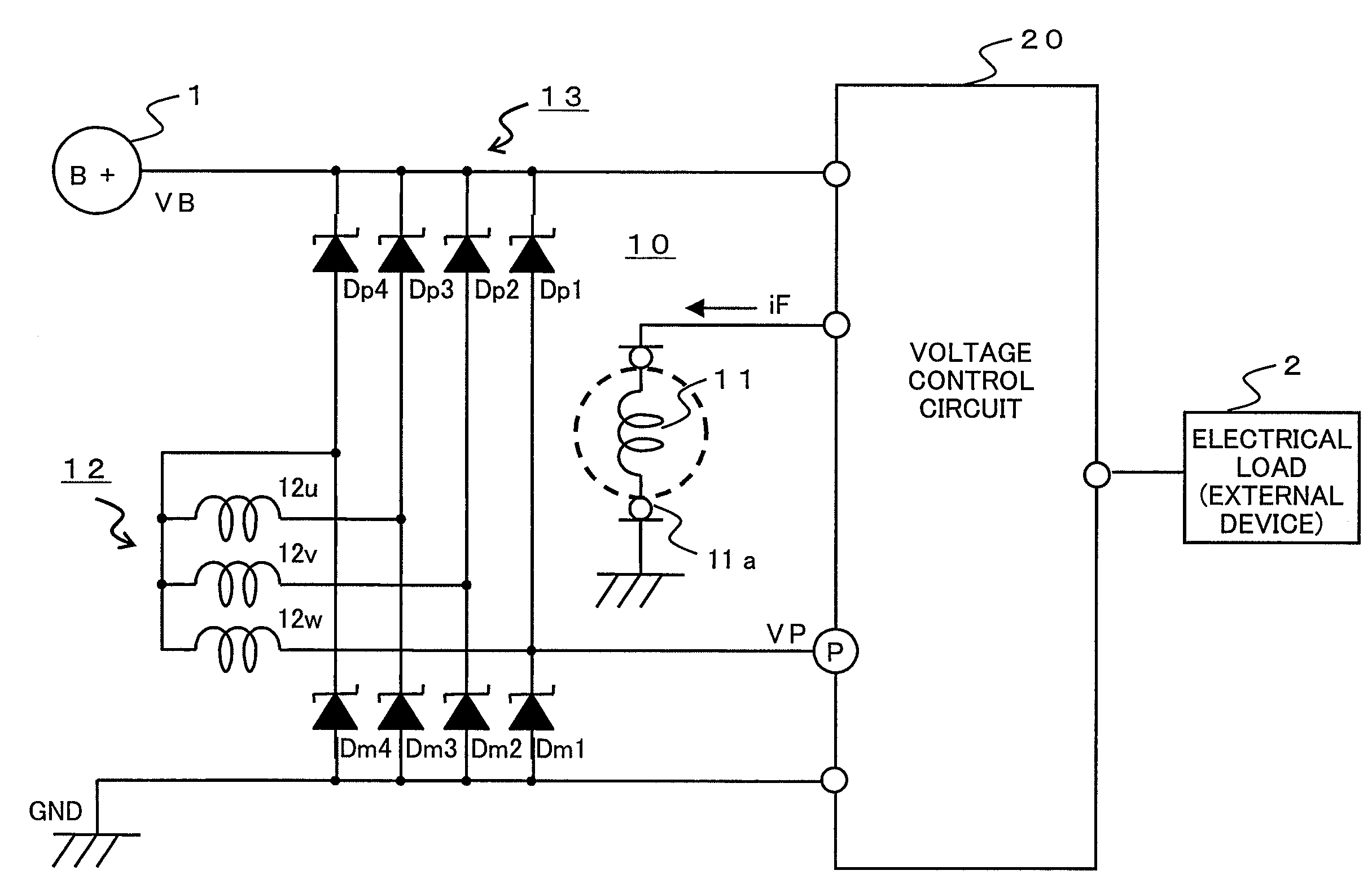 Failure detection apparatus for an alternator