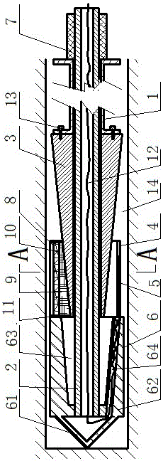 Segmented hole wall attaching type three-dimensional geostress measurement device