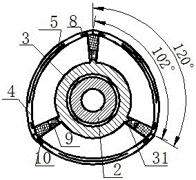 Segmented hole wall attaching type three-dimensional geostress measurement device