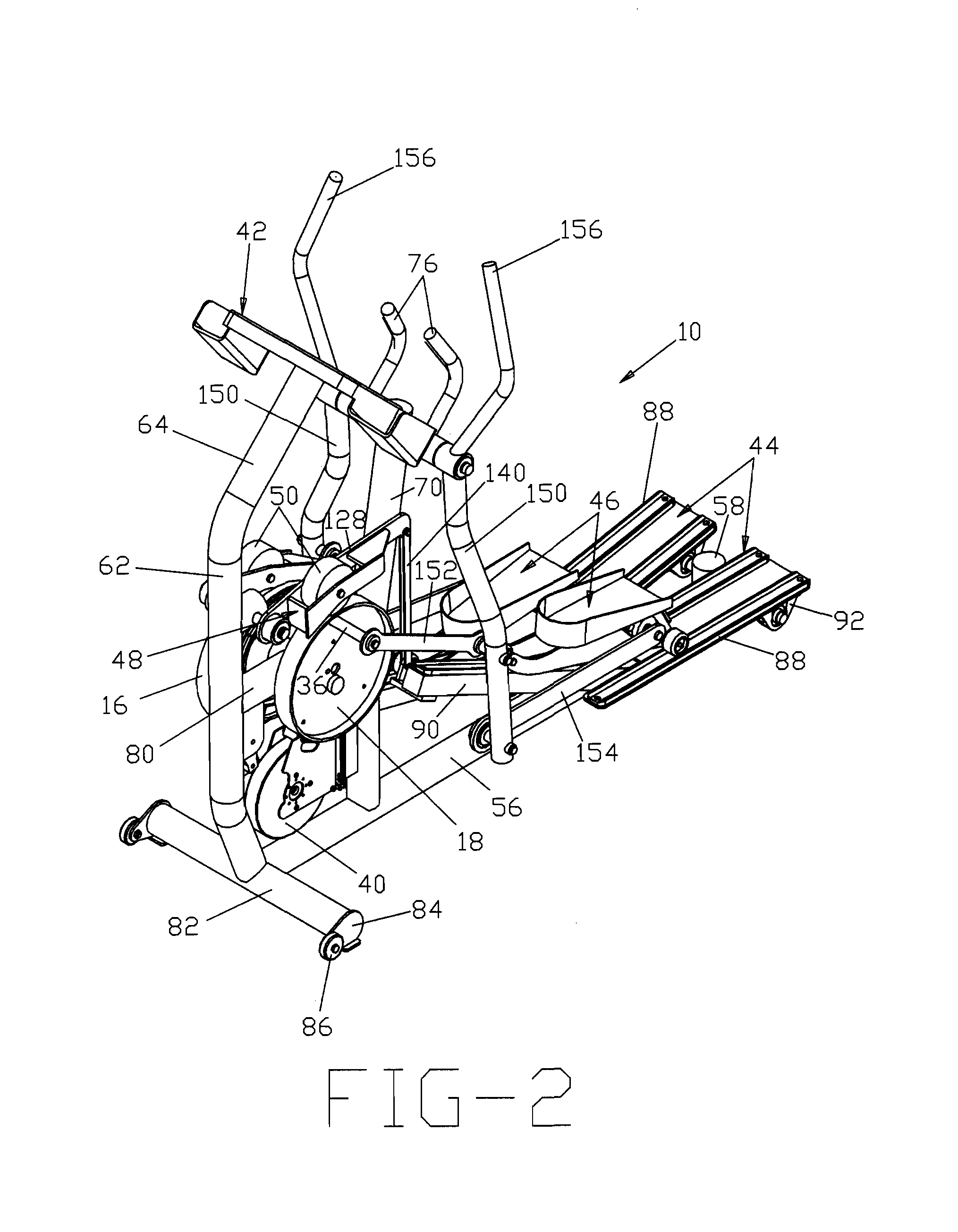 Walking/jogging exercise machine with articulated cam follower arrangement