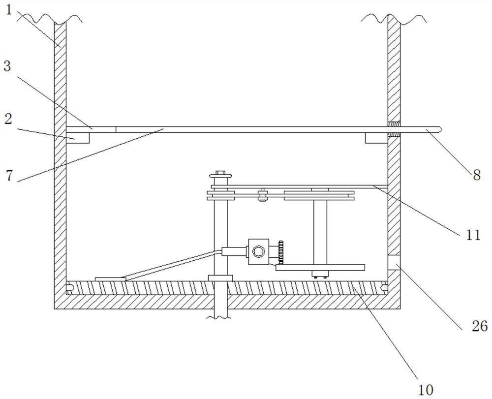 A device for cleaning the bottom of a large water curtain fish tank for sightseeing