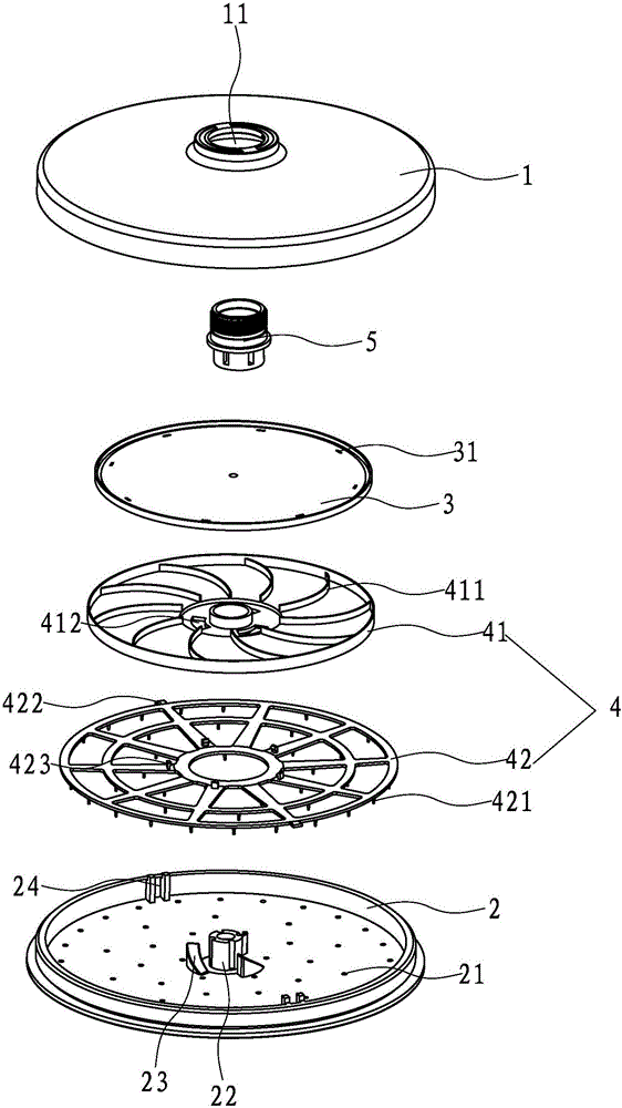 Self-cleaning top-spraying device