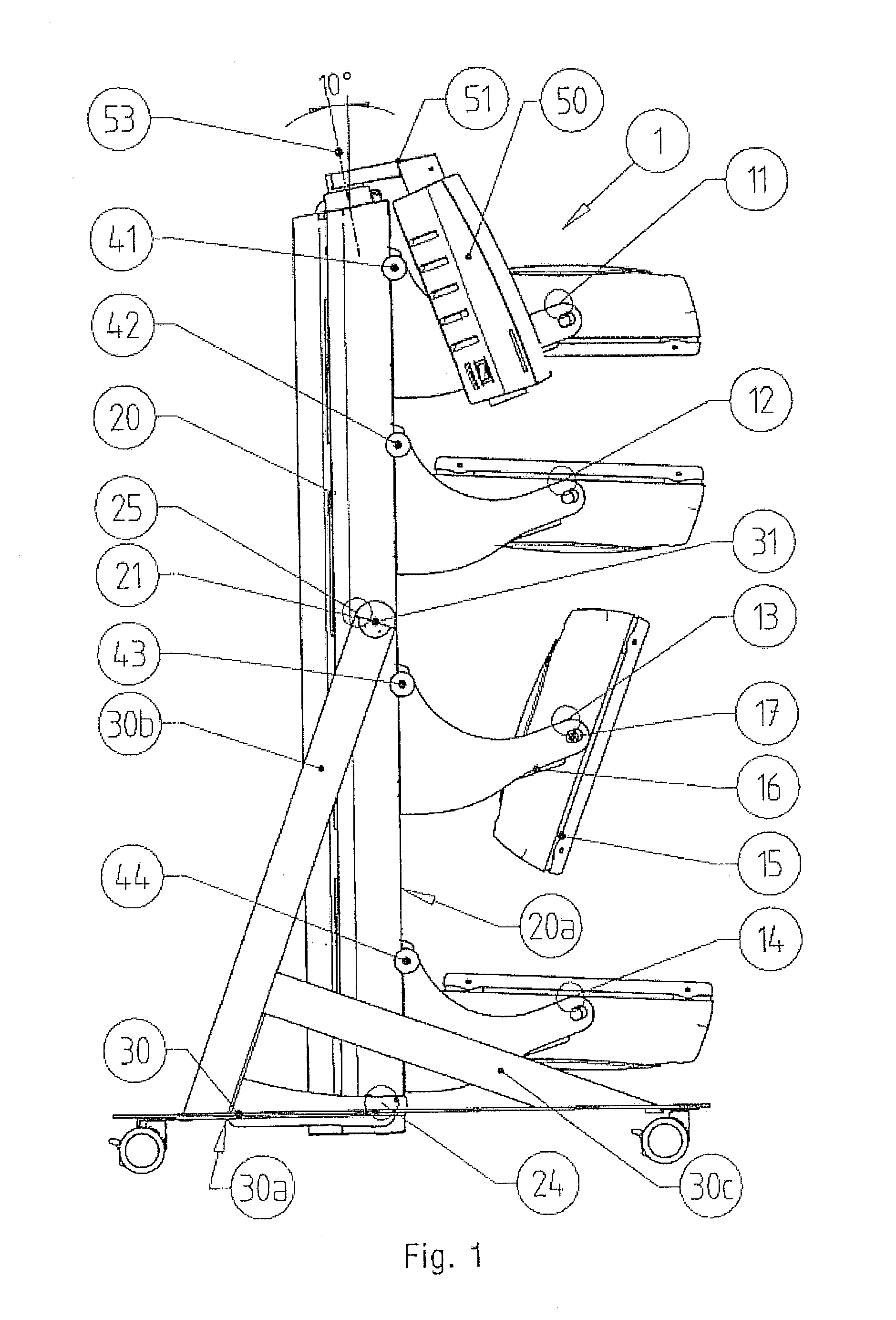 Irradiation device with ergonomic adaptation options