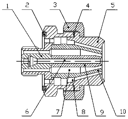 External mixing type three-fluid spray gun nozzle