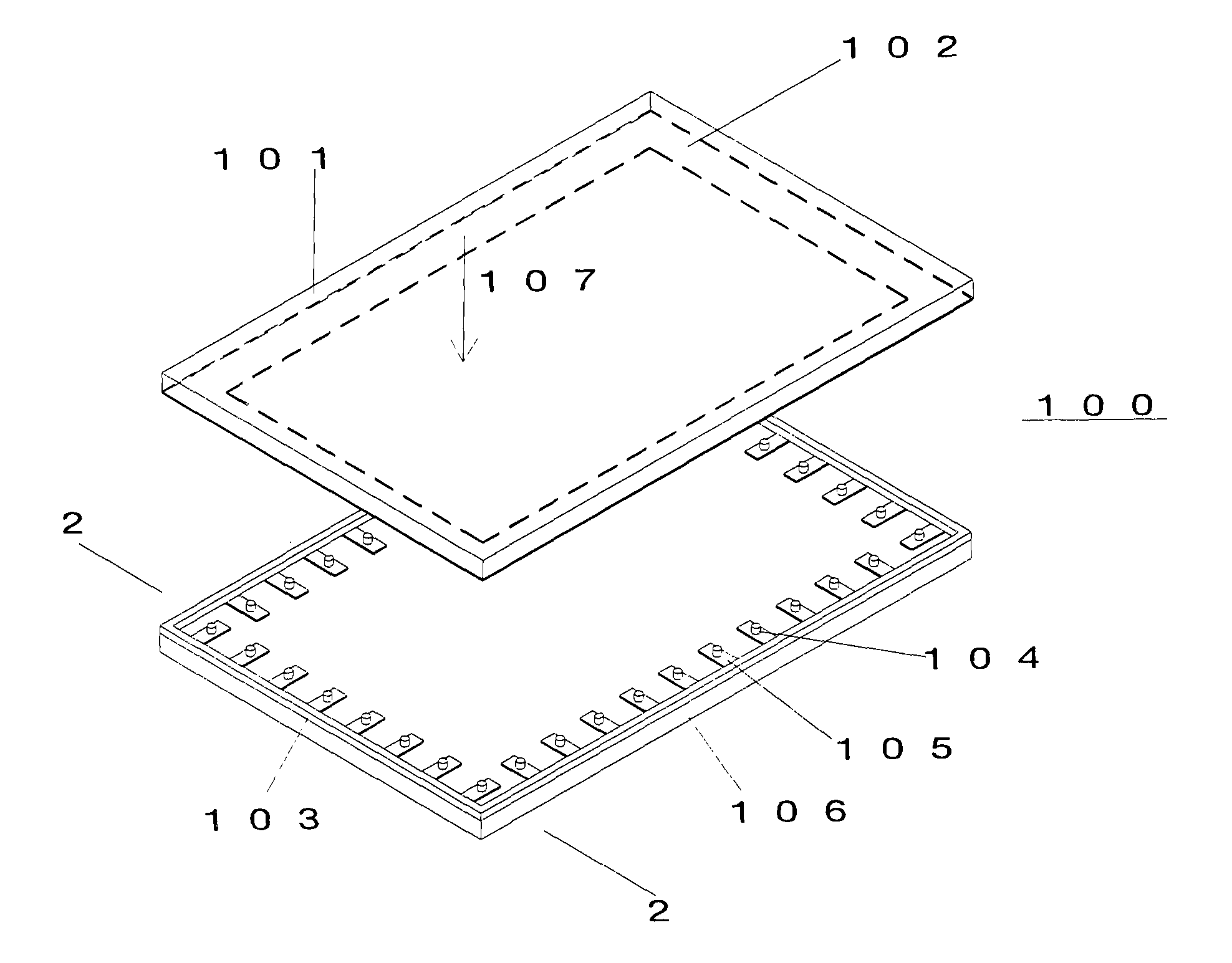 Displacement sensing touch panel and touch screen using the same