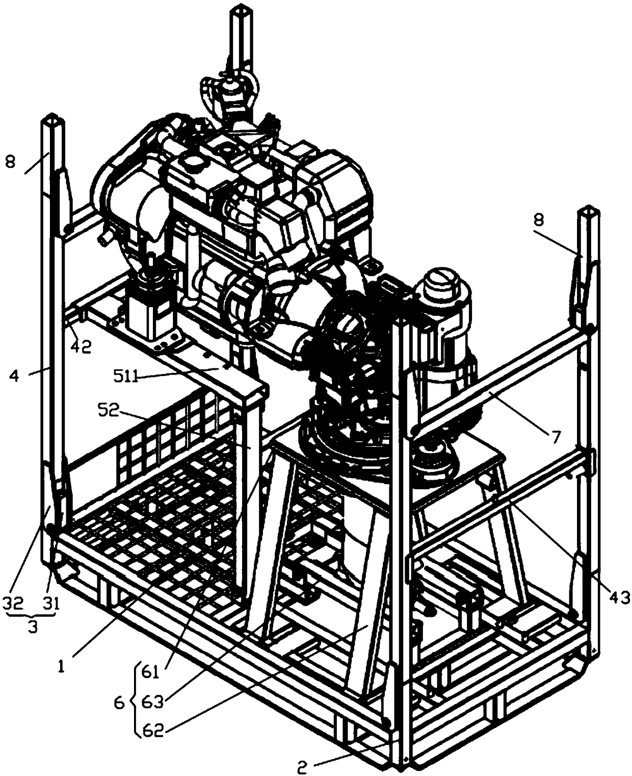 A kind of marine engine material rack