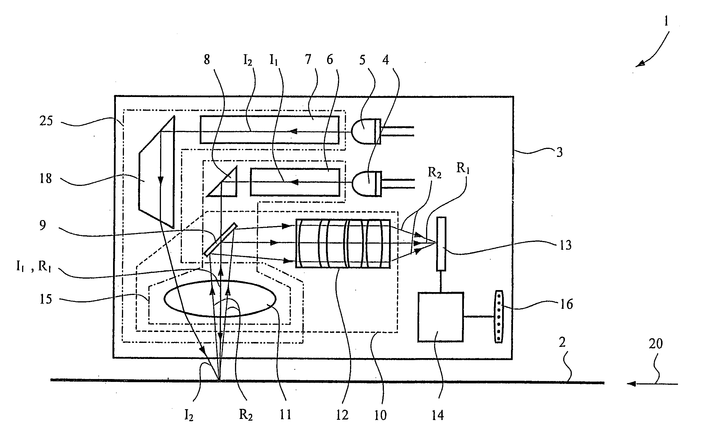 Method and device for detecting patterns on a substrate