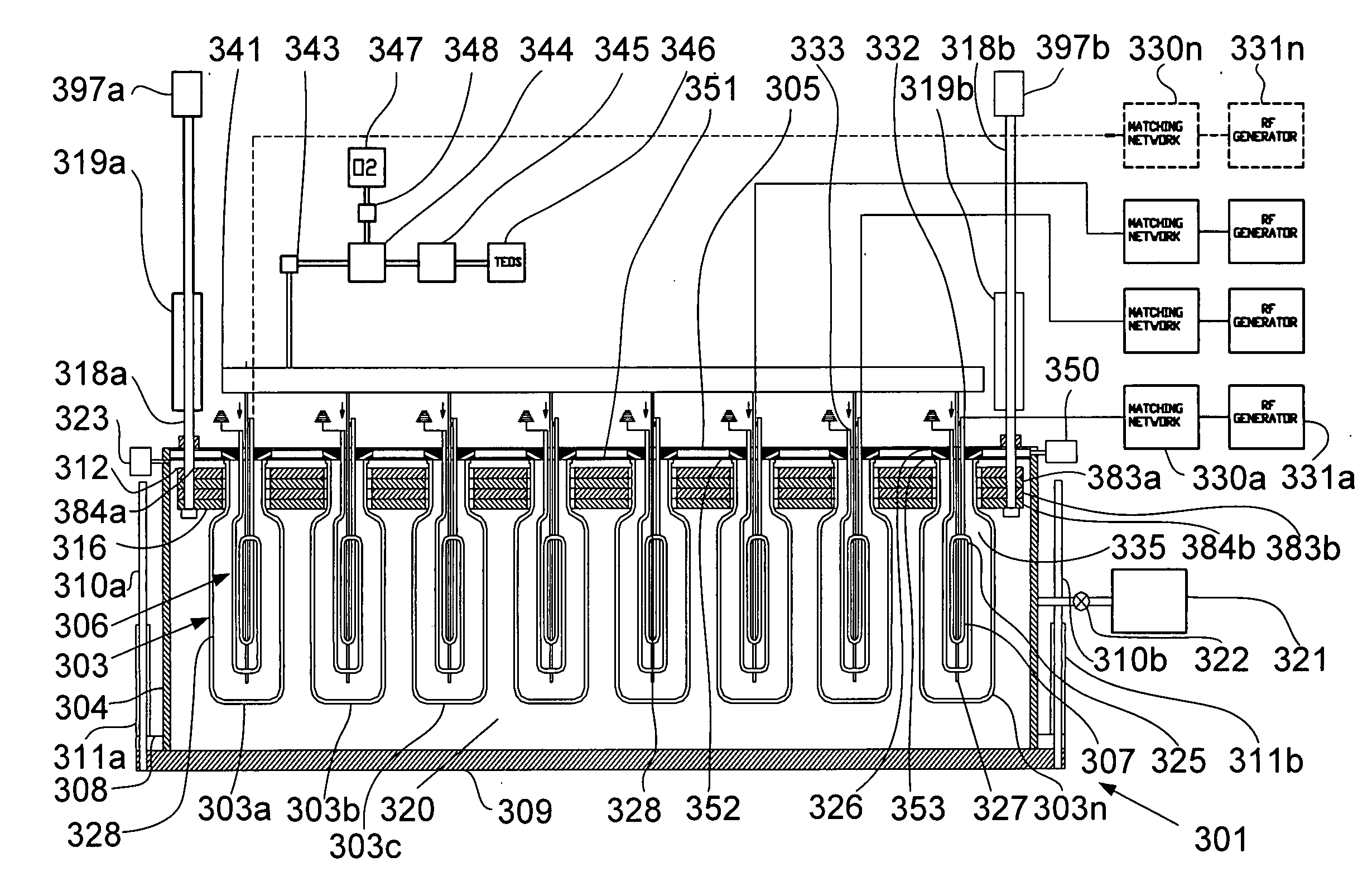 Method and apparatus for application of thin coatings from plasma onto inner surfaces of hollow containers