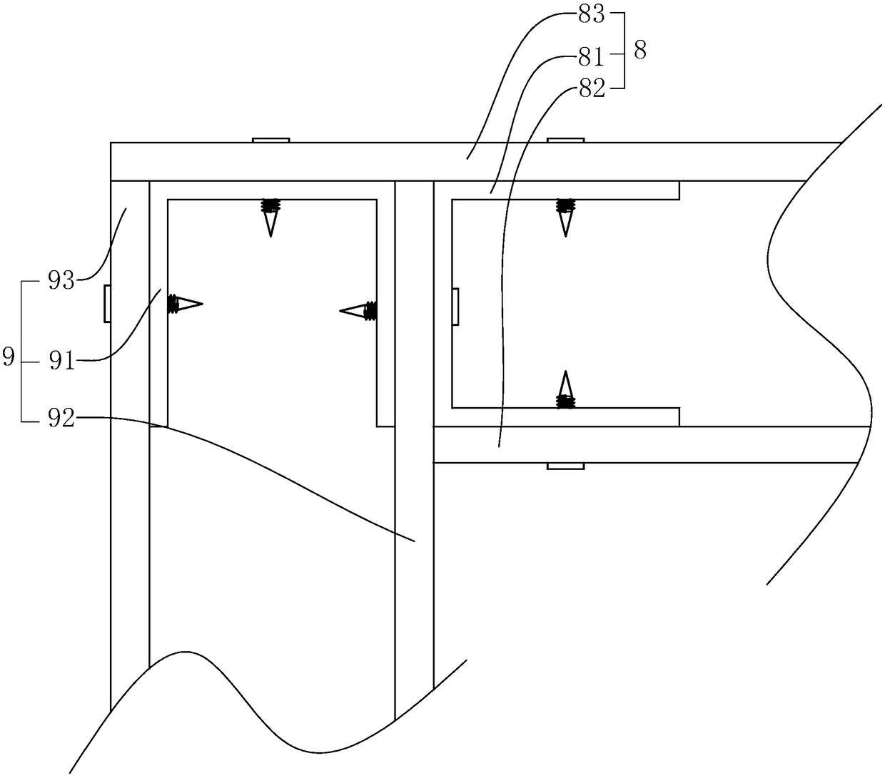 Keel separation wall and mounting method thereof