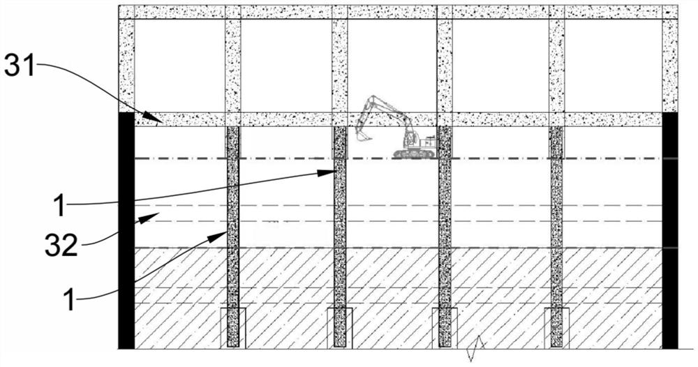 Construction technology for large-depth semi-reverse excavation and steel pipe column inner supporting structure