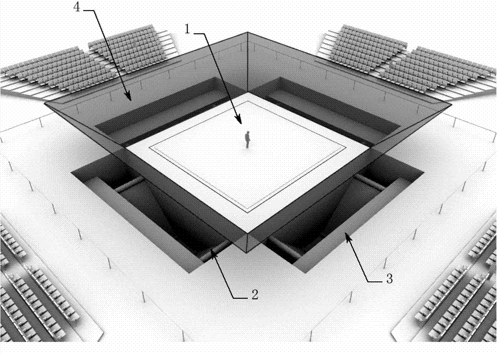 Stage system capable of being watched from multiple azimuths