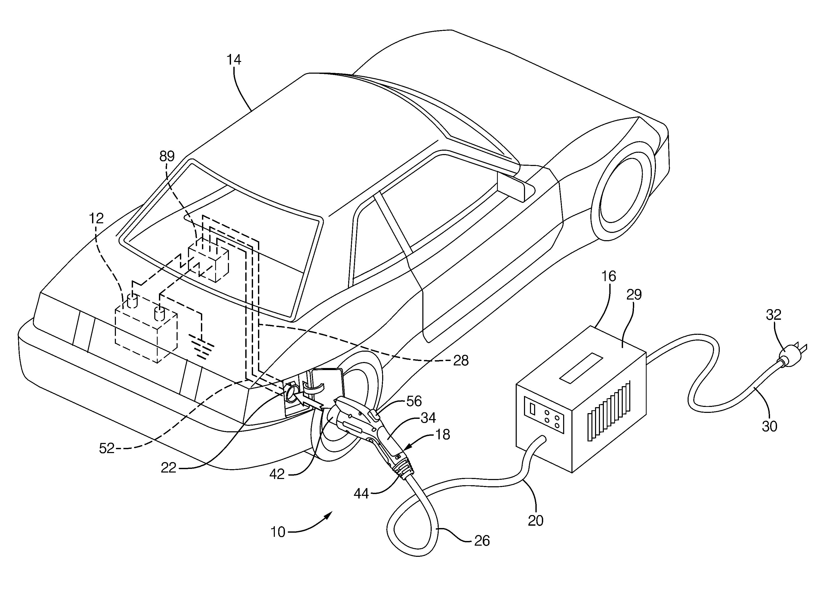 Battery charger having non-contact electrical switch